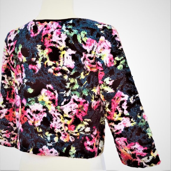 CLASS COLLECTION Retro Eyelash Fringe Trims Embroidery Cropped Top Size S/M - Picture 3 of 5